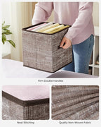 SONGMICS Storage Cubes, 11-Inch Non-Woven Fabric Bins with Double Handles, Set of 6, Closet Organizers for Shelves, Foldable,