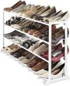 Whitmor 4 Tier 20 Pair Floor Shoe Rack - White
