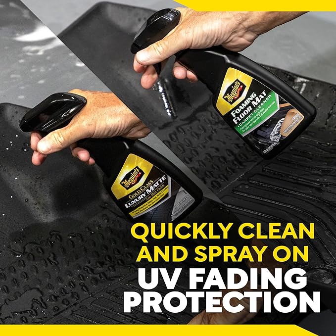 Meguiar’s Quik Solutions All-Weather Floor Mat Kit,All Weather Floor Mat Cleaner and Car Mat Protectant that Deep Cleans & Re