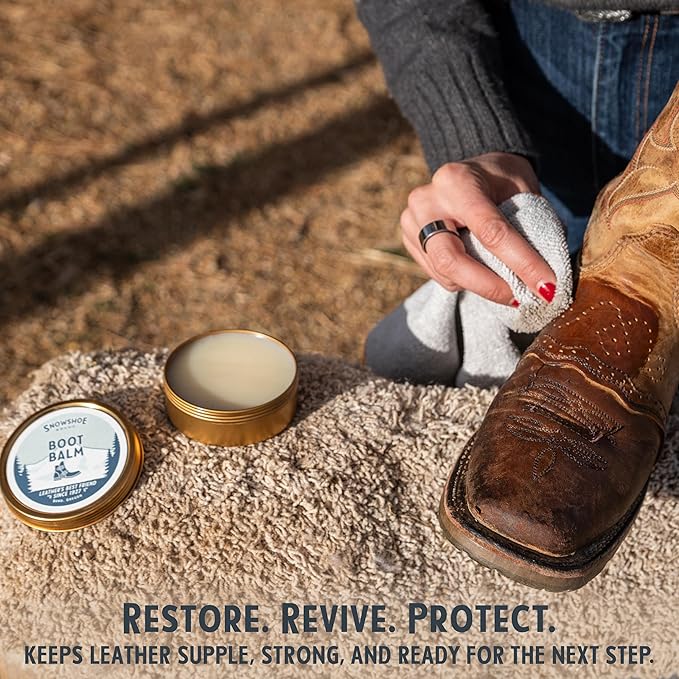 Snowshoe Boot Balm, Made in USA Since 1927 - Protect, Condition, Restore & Waterproof - Leather Conditioner for Boots and Sho
