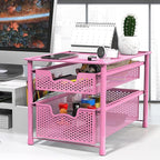 Simple Houseware Stackable 2 Tier Sliding Basket Organizer Drawer, Pink