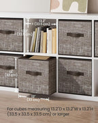 SONGMICS Storage Cubes, 13-Inch Non-Woven Fabric Bins with Double Handles, Set of 6, Closet Organizers for Shelves, Foldable,