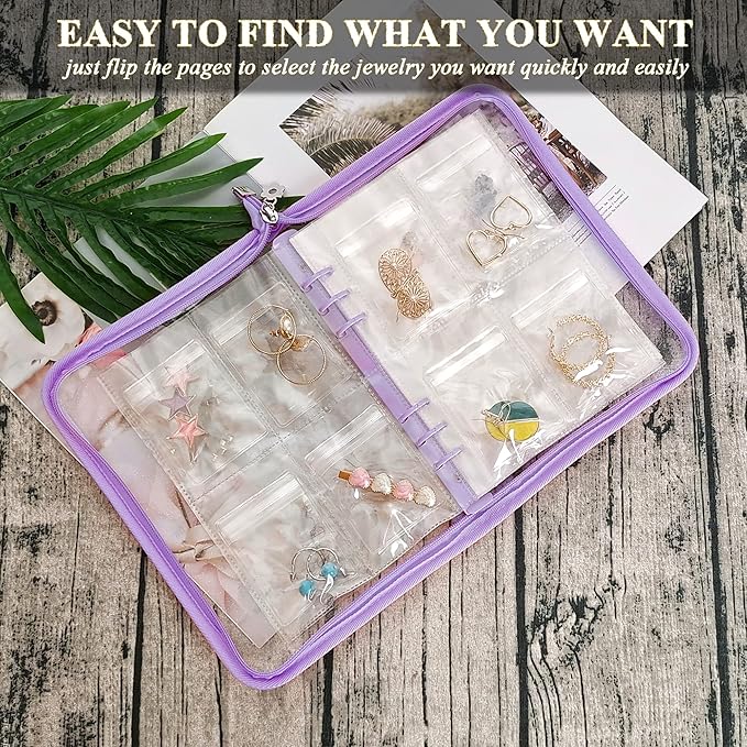 Earring Organizer Case Travel Jewelry Organizer Transparent Jewelry Storage Book for Necklace Bracelet Ring Holder with Small