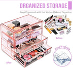 Sorbus Makeup Organizer - 4 Drawer Acrylic Make Up Organizers and Storage for Cosmetics, Jewelry, Beauty Supplies, Clear Make