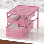 Simple Houseware Stackable 2 Tier Sliding Basket Organizer Drawer, Pink