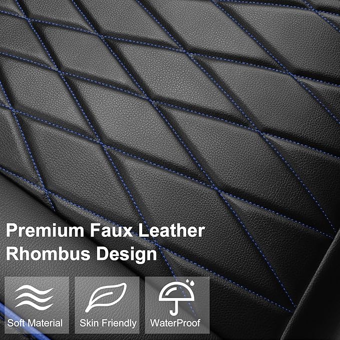 CAR PASS Luxury PU Leather Two Front Car Seat Covers, Waterproof Seat Covers Compatible with Front Seat Armrests, Airbag Comp