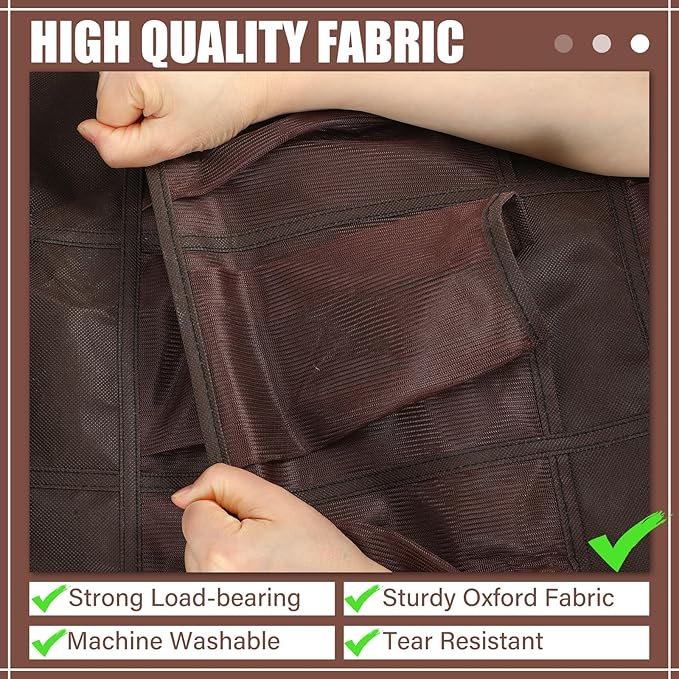 Windyun 40 Over the Door Shoe Organizer Large Breathable Mesh Pockets Hanging Shoe Rack for Closet Brown Behind Door Hanger S