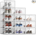 SEE SRPING XX-Large Shoe Storage Box Fit Size 14, Clear Plastic Stackable Shoe Organizer for Closet, Shoe Rack Sneaker Contai