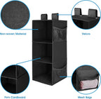 MAX Houser 3-Shelf Hanging Closet Organizers, Collapsible Closet Hanging Shelves for Camper, Nursery Hanging Organizers, Blac
