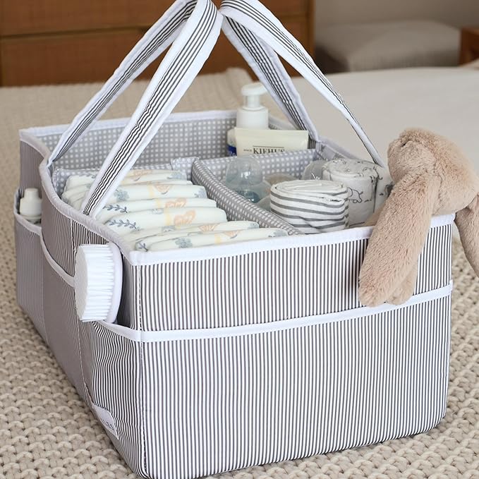 Lily Miles Baby Diaper Caddy - Organizer Tote Bag for Infant Boy or Girl - Baby Shower Basket - Nursery Must Haves - Registry