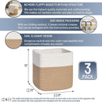 NaturalCozy Storage Cubes 11 Inch Cotton Rope Woven Baskets for Organizing, 3-Pack | Cube Storage Bin | Square Storage Basket