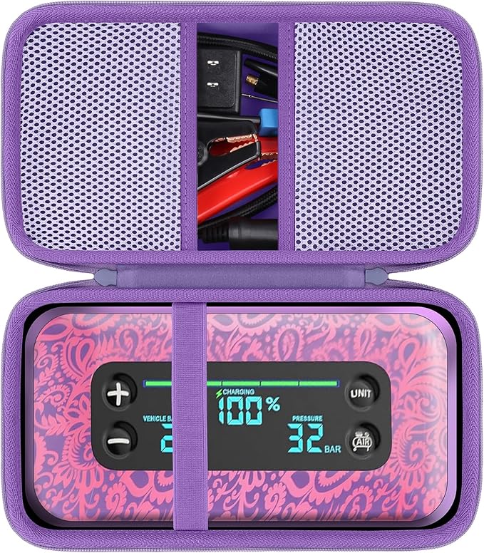 khanka Stroage Case for HALO Bolt Ultimate 2.0/HALO Bolt Air +1750 Portable Car Battery Jump Starter,Case Only (Purple)