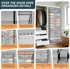 Kotkn 24-Pair Over Door Shoe Organizer for Family & Kids, Double Sided | Hanging Storage for Sneakers, Boots, Toys & Room Org