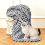 Admitrack Chunky Knit Blanket Throw, 100% Hand Knit Chenille Throw Blanket for Sofa & Home Decor, Soft and Cozy Knitted Throw