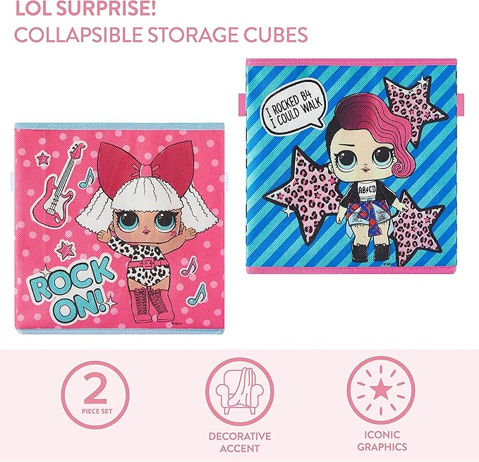 LOL Surprise Set of 2 Durable Storage Cubes with Handles