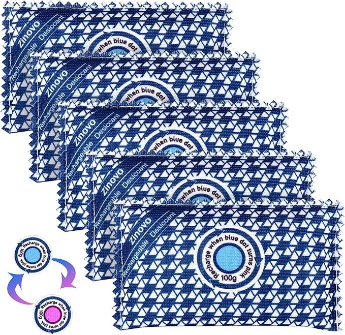 Dehumidifier Packs Bags For Car,5pcs/100g,Reusable Silica Gel,Moisture Absorber For Safes/Home Closets/Storage/Duffle