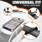 Mockins 90"x50"x6" XXL Heavy Duty Roof Rack Cargo Carrier for Top of Vehicle Storage | 250 Lbs. Cap Steel Car Roof Basket Set w/Straps | All-Weather Rooftop Cargo Carrier for SUV, RV & Large Vehicles