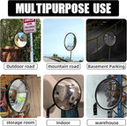 KJE 12" Acrylic Convex Mirror – 160° Wide-Angle Traffic Blind Spot Mirrors, Adjustable Corner Mirror in Garage, Driveways, Stores, Warehouses, For Outdoor and Indoor Use