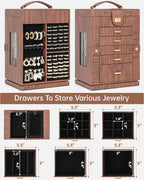 AKOZLIN 360° Rotating Jewelry Box 6-Tier Organizer Functional Jewelry Storage Case for Women Girls Ring Necklace Earring Brac