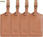 Travelambo Luggage Tags for Suitcases PU Leather Travel Tags Bag Tags Privacy Protection Travel Essentials