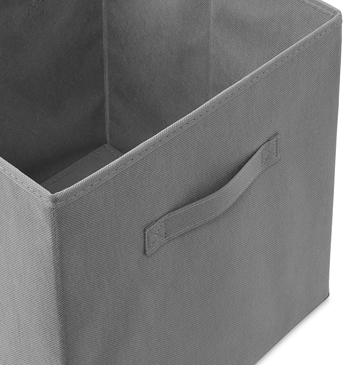 Casafield Set of 6 Collapsible Fabric Cube Storage Bins, Gray - 13" Foldable Cloth Baskets for Shelves, Cubby Organizers & Mo