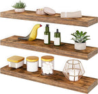 Ballucci Floating Shelves for Wall, 24" Wood Shelf Set of 3, Invisible Brackets Floating Shelf for Wall Decor Living Room, Ba