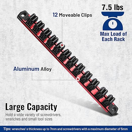 WORKPRO Magnetic Screwdriver Organizer and Wrench Organizer, Aluminum Rail Magnetic Tool Organizer, Tool Holder, Toolbox Orga