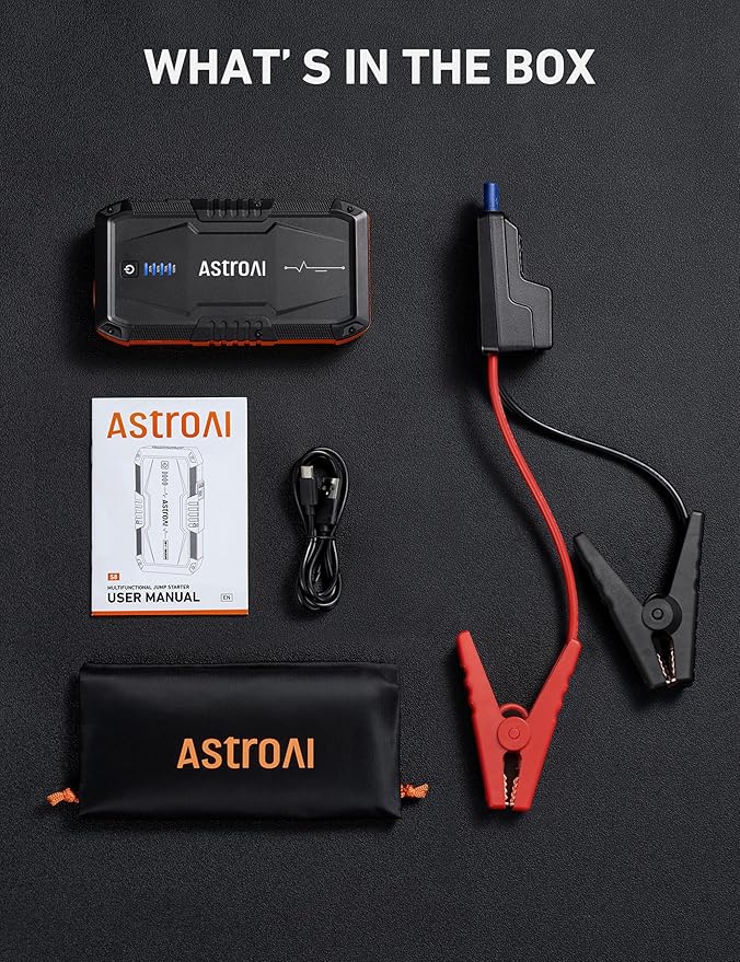 AstroAI S8 Car Battery Jump Starter, Car Jumper Starter Battery Pack for Up to 6.0L Gas & 3.0L Diesel Engines, 12V Portable
