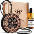 Wood Car Air Freshener — Handmade Car Air Freshener — Vegvisir Designed Fragrance Oil Diffuser in Wooden Gift Box — Aromather