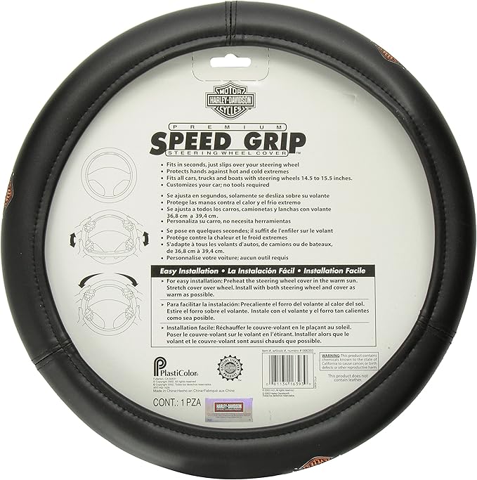 Plasticolor 006393 Black Steering Wheel Cover (Harley Speed Grip)