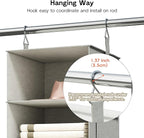 Vailando 6-Shelf Hanging Closet Organizer with 3 Drawers, Closet Hanging Shelves with Removable Fabric Drawers for Wardrobe, 