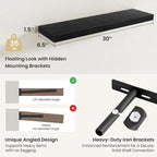 Fun Memories Floating Shelves for Wall, Rustic Wood Wall Mounted Shelves for Bathroom, Bedroom, Living Room & Kitchen, Storag