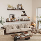 Floating Shelves for Wall, 24W x 8D Wide Bookshelf with Brackets Set of 3, Wood Wall Mounted Shelves for Living Room, Kitchen