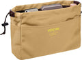 Vercord Canvas Handbag Organizers, Sturdy Purse Insert Organizer Bag in Bag, 10 Pockets Khaki Small