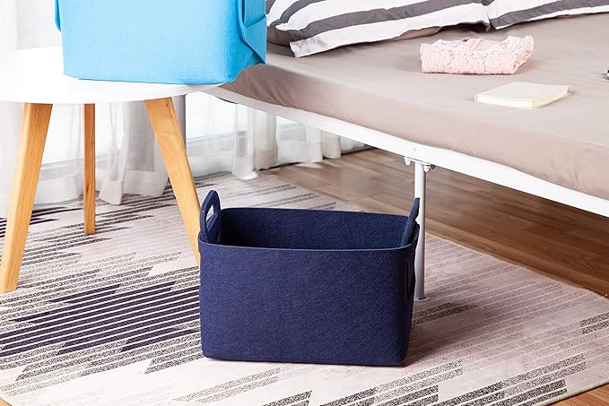 Minoisome Storage Basket Felt Storage Bin Collapsible& Convenient Box Organizer with Carry Handles for Office Bedroom Closet 