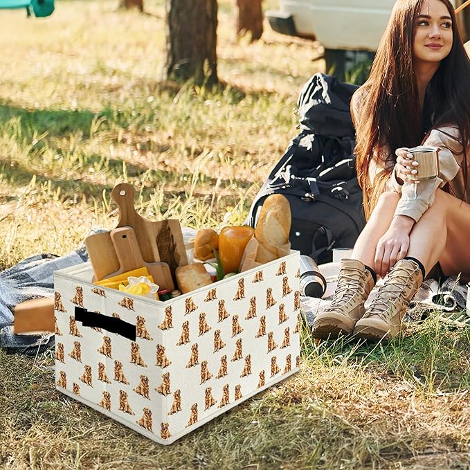 Golden Retriever Gifts Storage Bins & Boxes with Handles, Golden Retriever for Women Men Foldable Basket for Organizing, Dog 