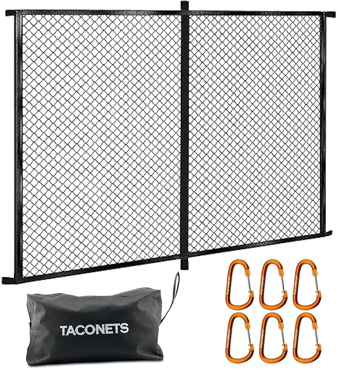 Upgraded Highly Elastic Cargo Net, USA Company, Simple Truck Bed Cargo Mesh Organizer, Suitable for Light Loads, Heavy Duty Carabiners, 4'x4'