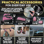 Pink Car Accessories Set, 27 Pieces – Bling Car Accessories for Interior Styling with Rhinestone Details for Daily Use, Universal Fit Kit for Steering Wheel, Vents, Mirror Area, Great Gift for Women