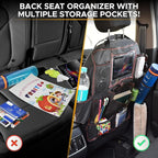 EcoNour Backseat Car Organizer (2 Pack), Heavy Duty Waterproof Stain Resistant Kick Mats Back seat Protector For Kids | Multiple Storage Pockets, Travel Accessories, Touchable Tablet Holder