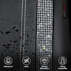 CAR PASS Leather Bling Diamond Car Seat Cover 2 Front Interior Sets, Waterproof Universal Shining Glitter Crystal Sparkle Fit for 95% Automotive Truck SUV Cute Women Girl, Black Silver Rhinestone
