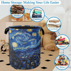 Starry Night Large Storage Basket Collapsible Laundry Basket Oxford Storage Bin for Toy Bins Gift Baskets Bedroom Clothes Chi
