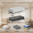 Bamboo Under Bed Storage Containers with Wheels, 2 Pack Large Under the Bed Shoe Storage Bins, Wood Rolling Underbed Drawers 