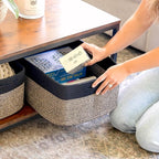 NaturalCozy Storage Baskets 16.8”x13”x7.6” Cotton Rope Woven Baskets for Organizing 3-Pack | Toy Storage Bins | Basket for Sh