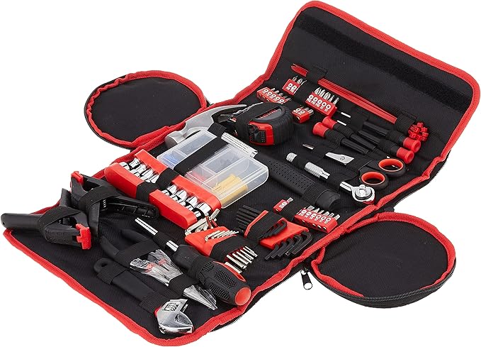 86-Piece Household Hand Tool Set with Roll-Up Bag – Tool Kit with Screwdrivers, Pliers, Wrenches, and More – Great for the Ho