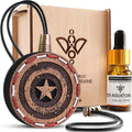 Wood Car Air Freshener — Handmade Car Air Freshener — Captain Shield Designed Fragrance Oil Diffuser in Wooden Gift Box — Aro