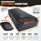 Mockins XXL 50 CuFt Car Rooftop Cargo Carrier Bag | Massive 85"x50"x20" Heavy Duty Car Luggage Roof Carrier Bag | All-Weather Vinyl Vehicle Soft-Shell Carriers with Anti-Slip Mat, Lock, Straps & Hooks