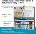 High Road Car Document Holder - Registration and Insurance Card Holder and Car Visor Organizer with 6 Clear Pockets and Pen Loop for Driving Documents, Cards and Paperwork
