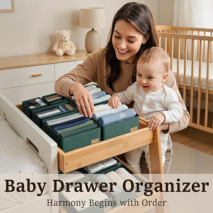 Clothes Organizer, Transform Your Drawers in Seconds - Cream Set of 6 Foldable Storage Boxes with Zipper, Durable 600D Fabric