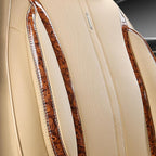 CAR PASS Beige Leather Car Seat Covers, Breathable Waterproof Nappa Automotive Seat Covers Full Set, Anti-Slip Driver Seat Cu