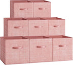 SONGMICS Storage Cubes, 13 x 13 x 13 Inches Non-Woven Fabric Bins with Double Handles, Set of 8, Closet Organizers for Shelve